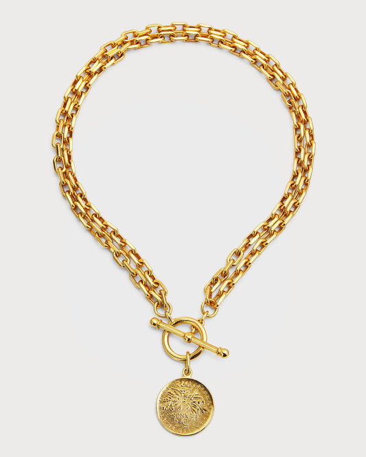 Moroccan Coin Double-Chain Necklace Gold
