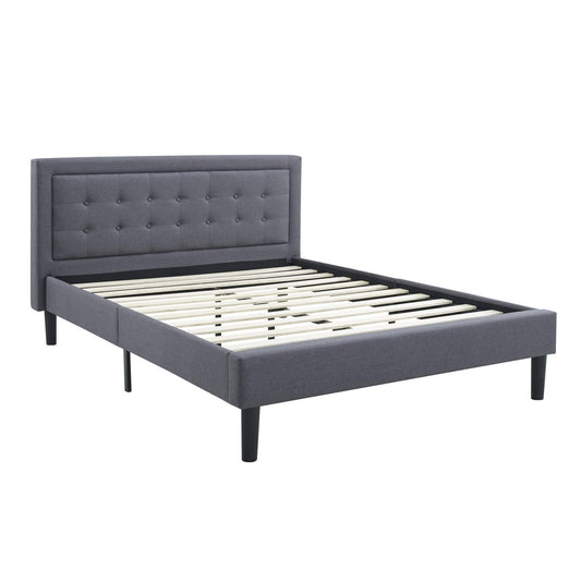 Mornington Tufted Upholstery Platform Bed Frame, Full, Light Grey